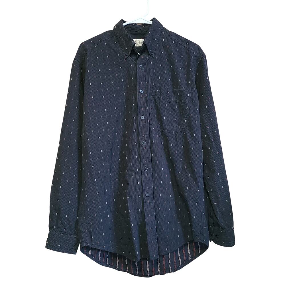 VTG Y2K Sedgefield‎ Shirt Mens M Cotton Embroidered Long Sleeve Casual Geometric